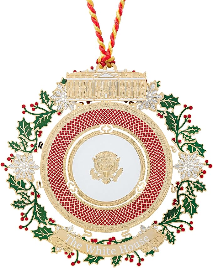 Official 2025 White House Christmas Ornament – Honors 150 Years of White House State Dinners, 24k Gold-Finished Brass, Includes Ribbon & Booklet, Collectible Gift in Keepsake Box, Made in USA