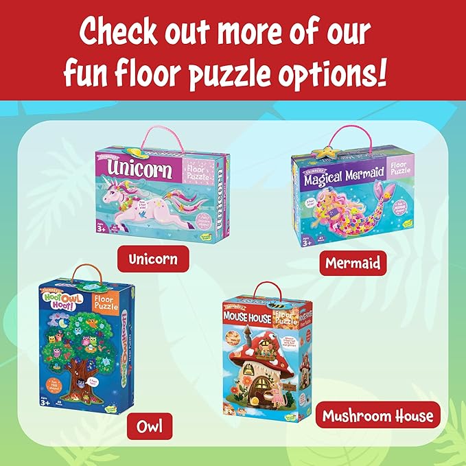 Peaceable Kingdom Dinosaur Island Floor Puzzle - Thick and Sturdy Puzzle Pieces - Includes Storage Box with Carrying Cord - Over 3 Feet Tall - Floor Puzzles for Kids Ages 3-5