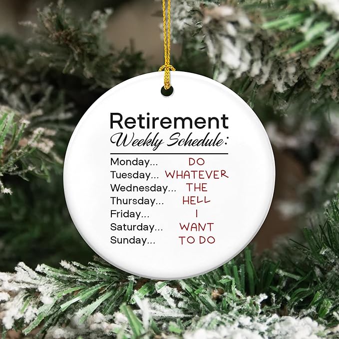 OASSIE Retirement Gifts for Woman, Men, Christmas Ornaments 2024 - Funny Retirement Gifts for Women, Farewell, Goodbye Gifts for Coworkers - Christmas Tree Decoration Ceramic Ornament