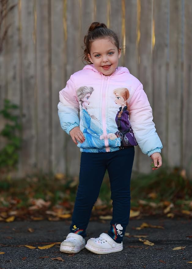 Disney Stitch Frozen Elsa Minnie Mouse Toddler Girl/Boy Puffer Jacket Kids Heavyweight Hooded Warm Winter Down Coat 2-13Years