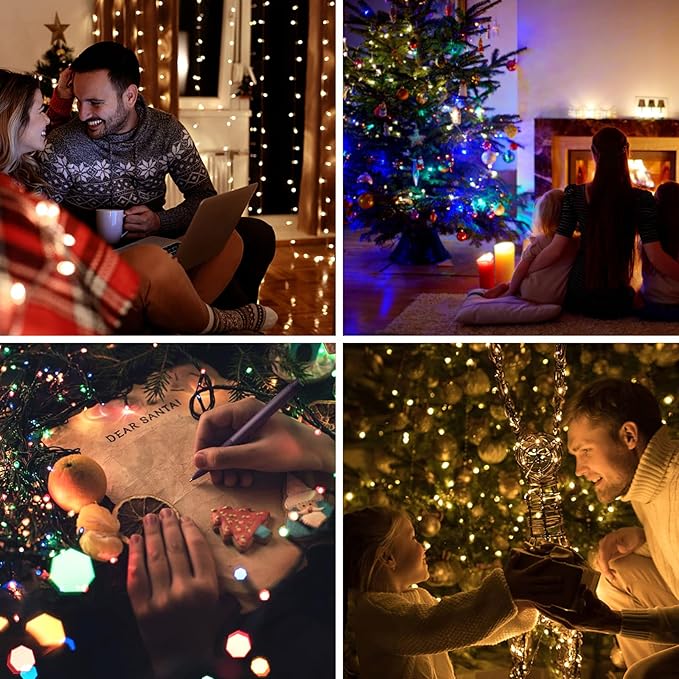 LetsFunny 300 LED Outdoor String Lights, 108FT Twinkle Lights with 8 Lighting Modes, Waterproof Ambient Aesthetic Lighting for Indoor & Outdoor Christmas Tree, Wedding, Party, Halloween Decorations