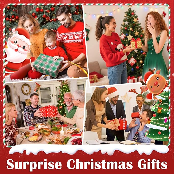 Santa Snow Globe Christmas Decorations Indoor Christmas Tree Gifts for Child Classic Relief Texture Musical Glitter Snowfall USB/Battery Timer Lantern 12.5 inch