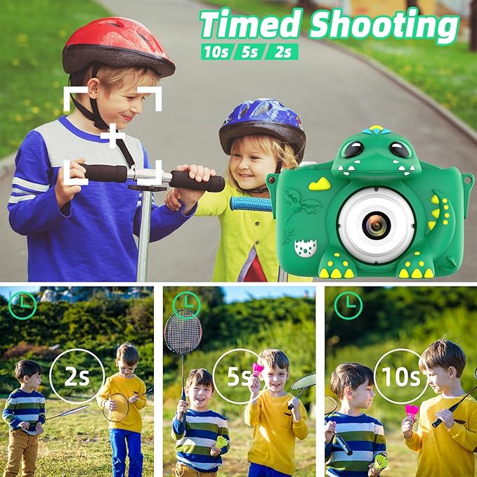 Kids Camera for Girls Boys Toddlers Childrens Age 3-8 Digital Selfie with 64GB Card for Son Daughter Grandson Granddaughter Christmas Birthday Gifts