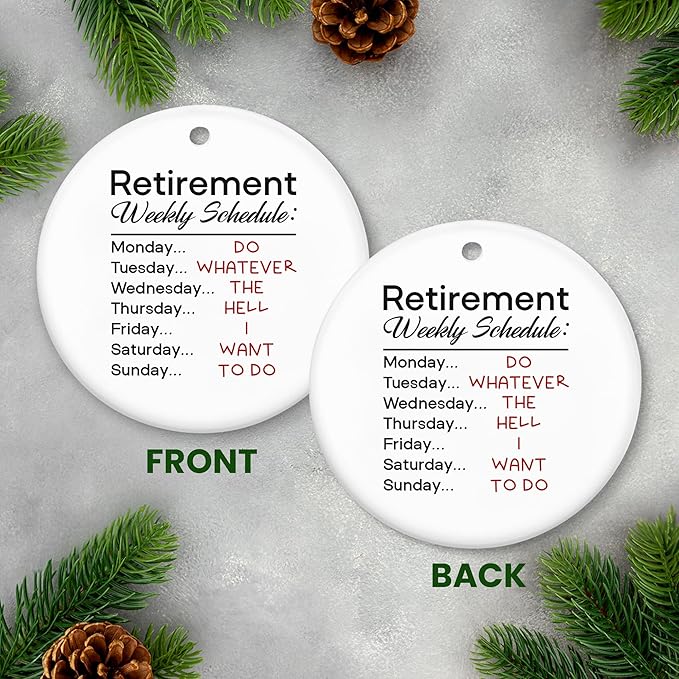 OASSIE Retirement Gifts for Woman, Men, Christmas Ornaments 2024 - Funny Retirement Gifts for Women, Farewell, Goodbye Gifts for Coworkers - Christmas Tree Decoration Ceramic Ornament