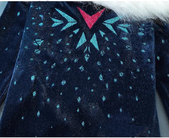 Snow Queen Princess Costumes for Girls Winter Warm Princess Dress Up for Halloween Christmas Cosplay Snow Party