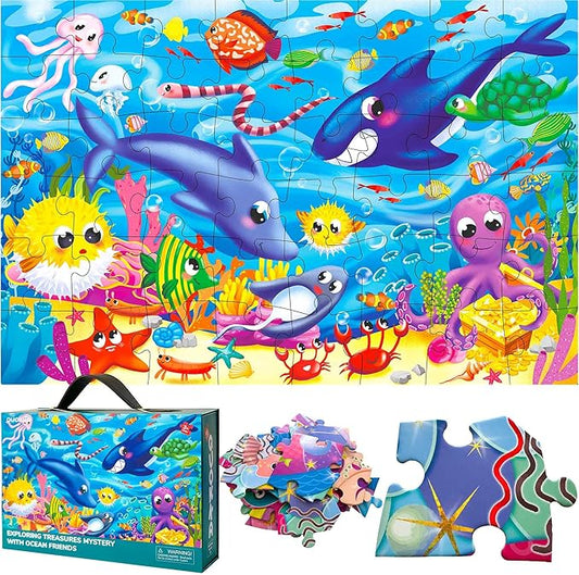 QUOKKA Giant Floor Puzzles for Kids Ages 4-6 - 2x3 Feet 48 Piece Puzzles for Toddlers 3-5 - Large Educational Kids Puzzles Ages 2-4 - Ocean Activity Game for Boys and Girls