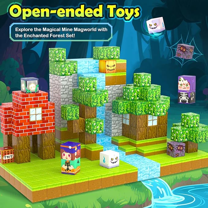 150PCS Large Magnetic Blocks - Build Mine Magnet World Forest Tiles, Magnet Kids Games Classroom Must Haves Toddlers Magnetic Toys for Boys & Girls 3-5 6-8, STEM Montessori Sensory Ourdoor Toys Gift