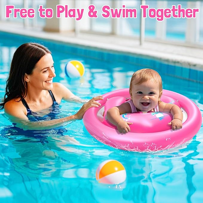 ZIZZ Baby Pool Float with Canopy - 2025 New Inflatable Baby Swim Float with UPF50+Sun Protection, Baby Infant Pool Float with Toy Play Console Adjustable Seat for Toddler Kids Aged 6-36 Months