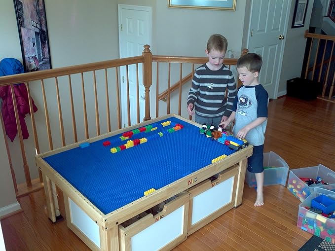 NILO Classic Blue Baseplate, 2-Pack 12"x32" Double-Sided, Large Building Plates for Building Bricks 100% Compatible with All Major Brands