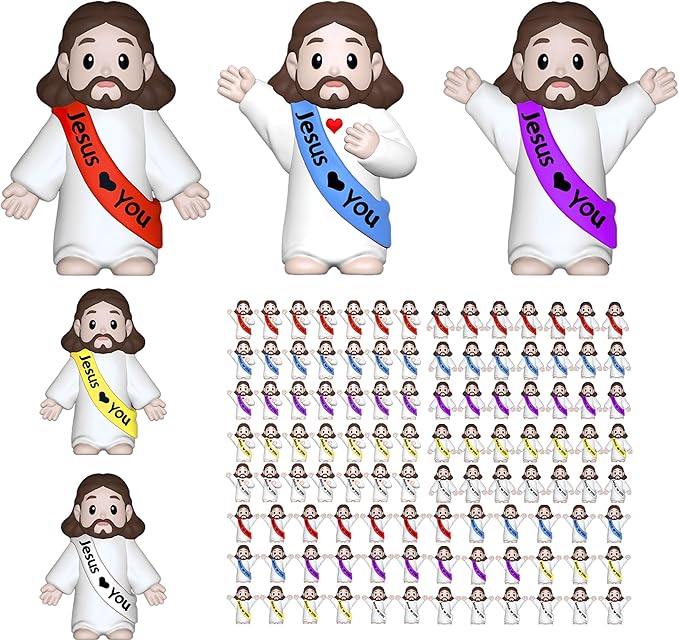 105 PCS Little Jesus Figures,Mini Jesus Figurines - Tiny Statues for Easter Egg Stuffers,Religious Gifts,Parties,Baptism Gifts,Multicolor Miniature Decorations,Hide and Seek Figurines（Multicolor）
