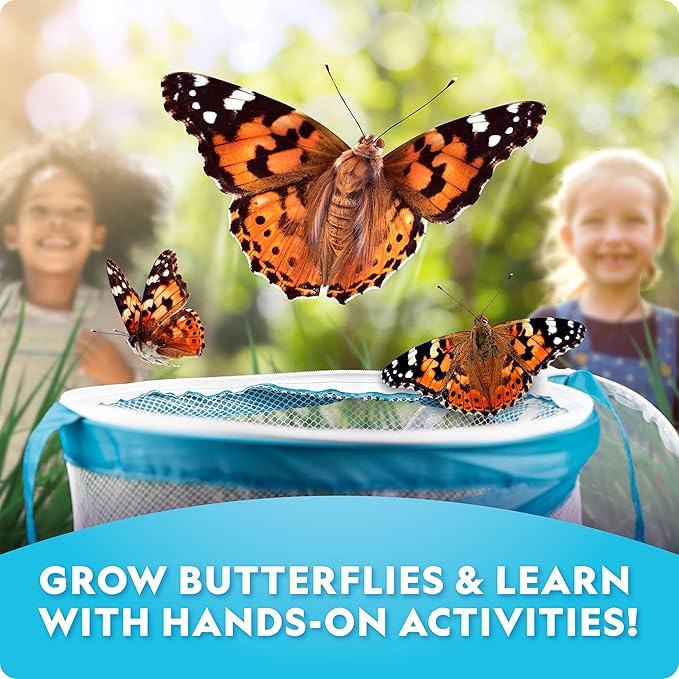 National Geographic Ultimate Butterfly Growing Kit - Butterfly Activity Kit with Voucher for 5 Live Caterpillars, Butterfly Cage, Butterfly Feeder