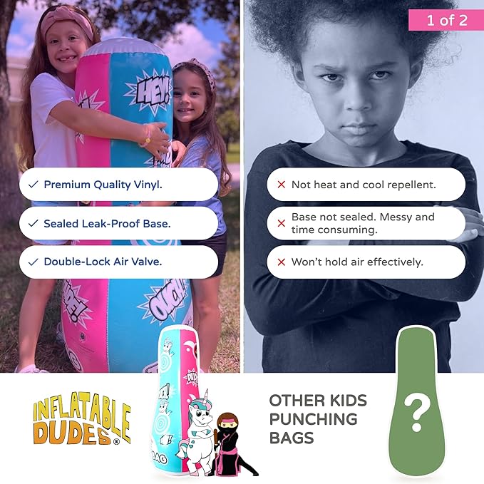 INFLATABLE DUDES Target Bags -Kids Punching Bag | Already Filled with Sand| Bop Bag | Premium Inflatable Toy | Punching Bag for Kids | Enhanced Bounce-Back Action! | Indoor Outdoor -Party Games