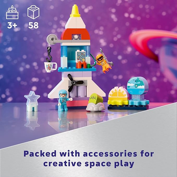 LEGO DUPLO 3 in 1 Space Shuttle Adventure Toddler Building Toys - Space Toys for Boys & Girls, Ages 3+ Years - Gift for Christmas - Learning & Pretend Play Activity - 10422