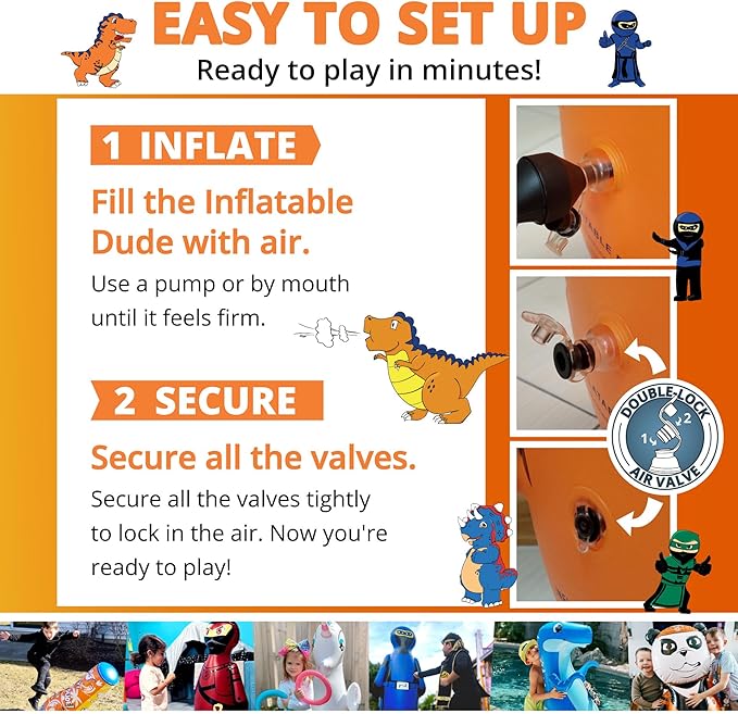 INFLATABLE DUDES Target Bags -Kids Punching Bag | Already Filled with Sand| Bop Bag | Premium Inflatable Toy | Punching Bag for Kids | Enhanced Bounce-Back Action! | Indoor Outdoor -Party Games