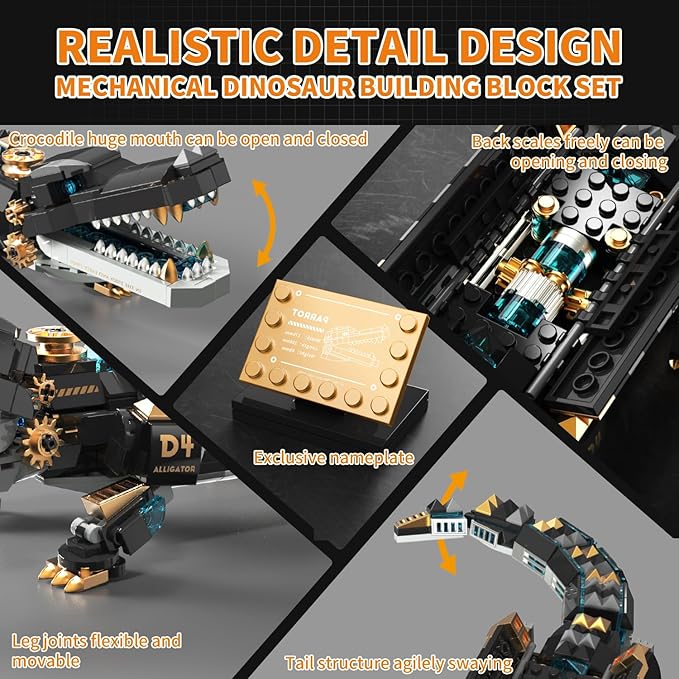 541 Piece Crocodile Building Sets,Sea Creatures Creative Model Building Kit,STEM Dinosaur World Park Building Toy, Mechanical Animal Brick Set,Christmas Birthday Gifts for Boys,Teens, Adults