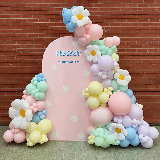 Pastel Balloon Arch Kit Macaron Pink Blue Green Purple Yellow Pastel Color Rainbow Confetti Latex Party Balloons Garland for Easter Birthday Baby Shower Graduation Wedding Party Decorations