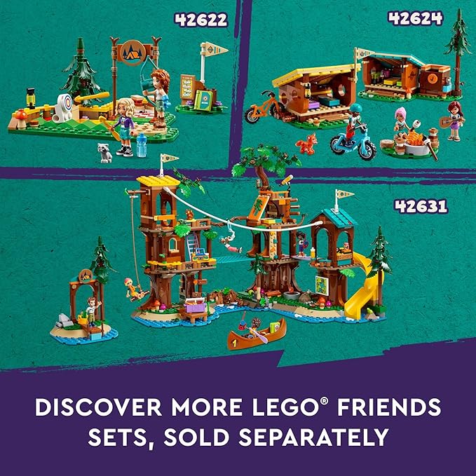 LEGO Friends Adventure Camp Water Sports Outdoor Toy Building Set, Pretend Play Gift Idea for Girls and Boys Ages 7 Years and Up, Camping Toy with 3 Mini Doll Characters and a Bear Figure, 42626