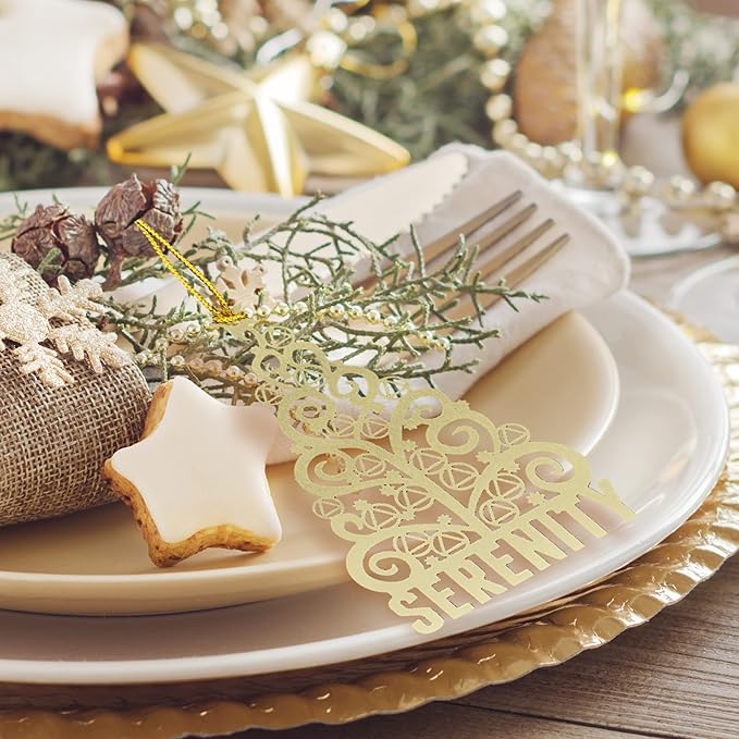 AA Serenity Tree Sobriety Christmas Ornament | Alcoholics Anonymous Sober Recovery Gift | Stamped Brass