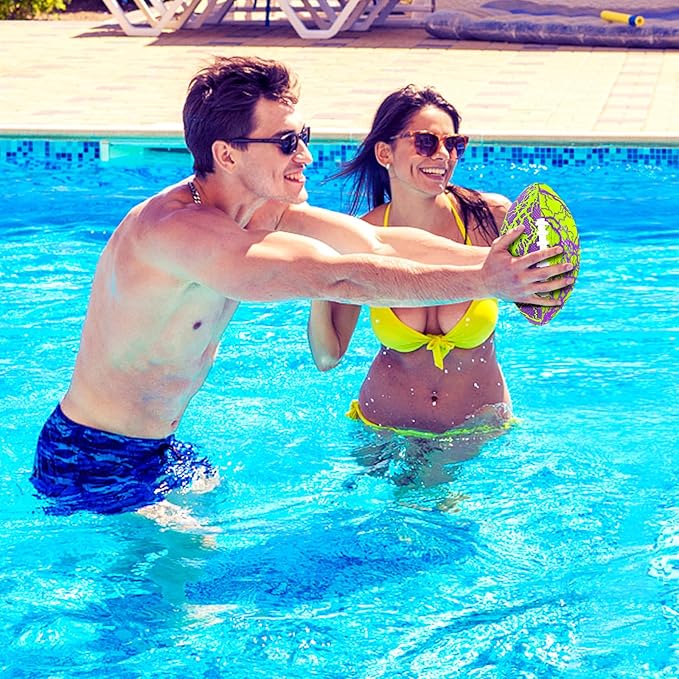 Jasonwell Pool Beach Water Football - Waterproof Football Strong Grip Fun Pool Toys Games for Swimming Pools Beach Lake Park Backyard Outdoor Play for Kids Children Teens Adults Family