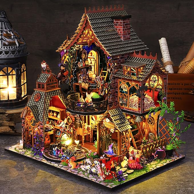 DIY Miniature Wooden Dollhouse Kit, DIY Miniature House Kit for Adults and Teens, DIY Mini Dollhouse Kit (Magic Spirit)
