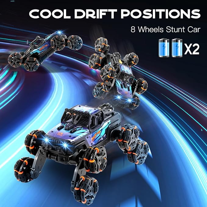 8 Wheels Hand Controlled Rc Stunt Car Toys, Gesture Sensing Remote Control Cars for Boys Age 6 7 8-12 13 14 Year Old, Birthday Gifts Ideas for Kids-Blue