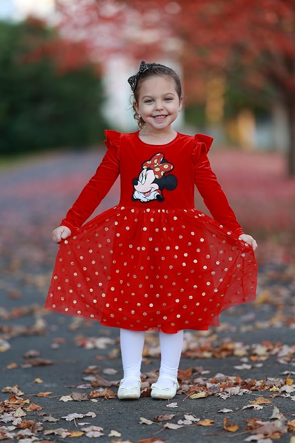 Disney Princess Frozen Minnie Mouse Dress Girls Sparkle Ruffle Tulle Tutu Birthday Party Fall Outfits Clothes Baby to Toddler