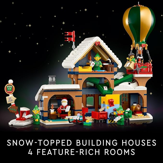 LEGO Icons Santa's Post Office Building Set for Adults - Christmas Village Decoration for Home - Includes Santa Minifigure, 4 Elves Minifigures, and More - Gift Idea for Men and Women - 10339