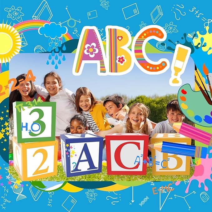 6 Pieces ABC and 123 Balloon Box Back to School Party Decoration 12 X 12 Inch ABC Alphabet Block Boxes Party Favor Balloon Inspire Story Birthday Party Decor for School Celebration Baby Shower