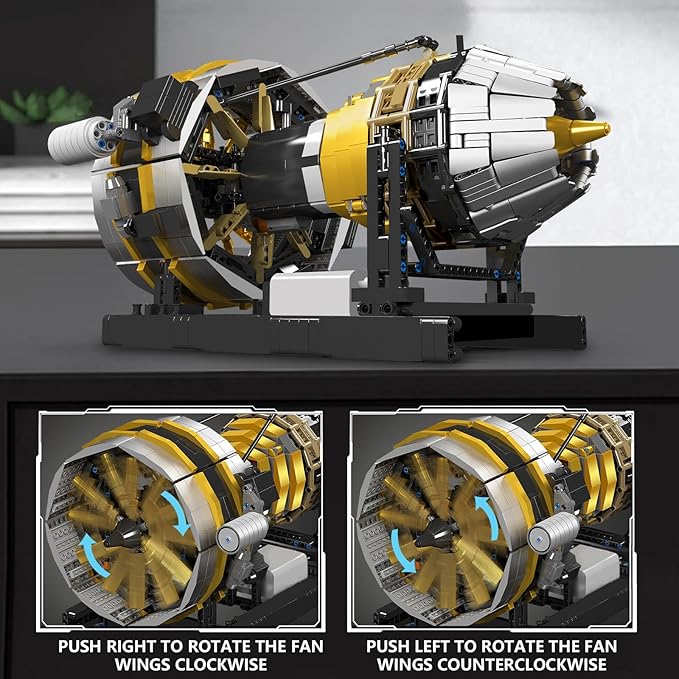 Mould King City Aircraft Engine Building Set-Turbojet Engine Model That Runs with Motor-Collectible Blocks Kit for Adults -Mechanical Science Education STEM Toy(2256 PCS)