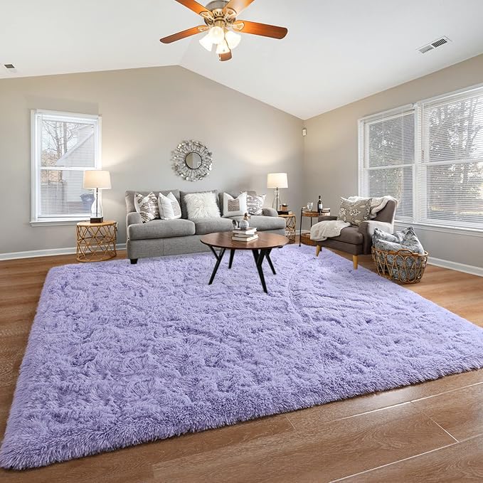 Pettop Fluffy Lavender Purple Rug for Bedroom Living Room, 5x8 Feet Super Soft Shaggy Plush Fuzzy Rugs for Girls Kids Boys, Non-Slip and Washable Rug for Nursery Classroom, Carpet for Rooms Decor