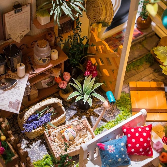 Rolife Dollhouse DIY Miniature Set Garden House LED Model Building Kit Hobby CraftHome Decor-Christmas Birthday Gifts for Women Friends (Miller's Garden)