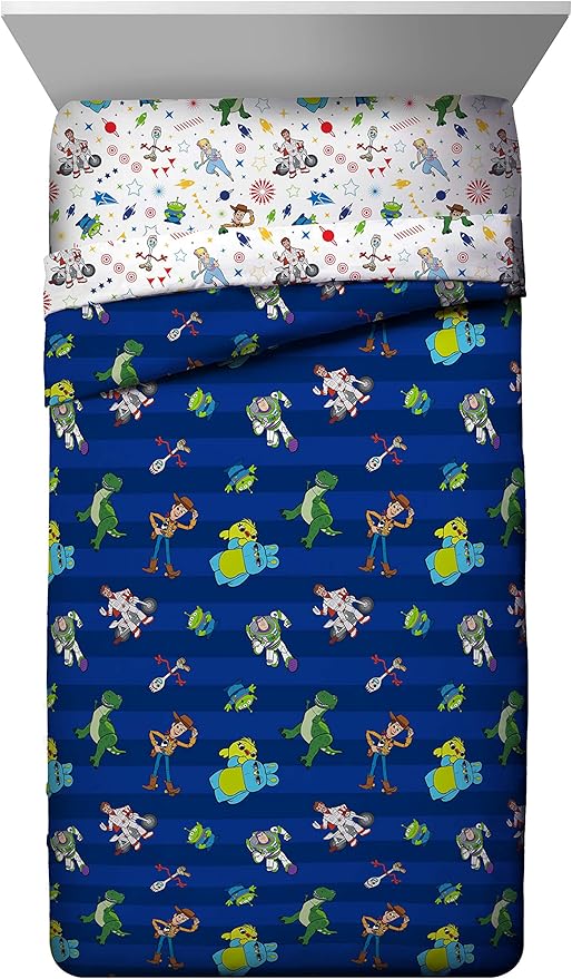 Jay Franco Disney Toy Story Buzz & Woody 5 Piece Full Bed Set - Includes Reversible Comforter & Sheet Set - Super Soft Fade Resistant Microfiber - (Official Disney Product)