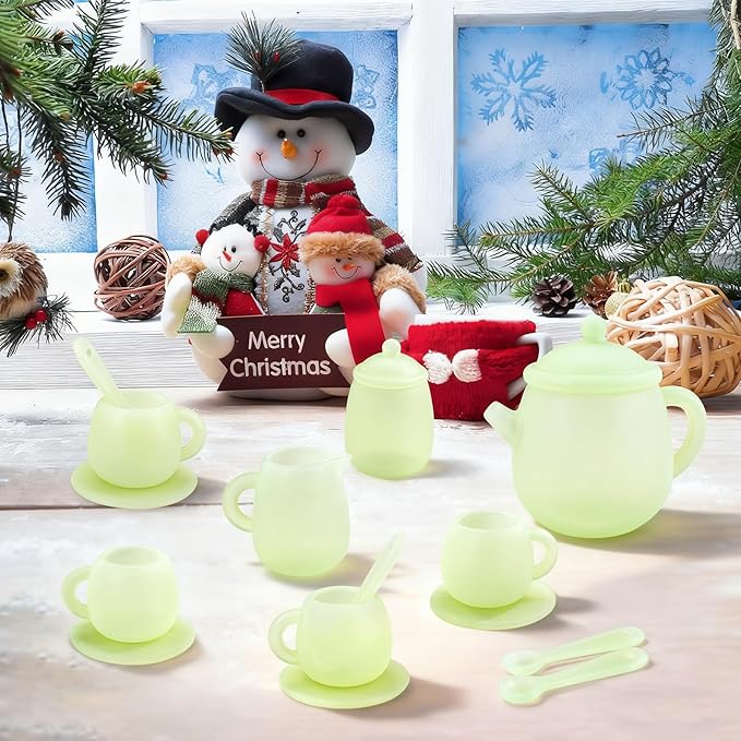 MCGMITT Tea Party Set for Toddler 3-5, 15PCS Silicone Tea Set Kids Tea Set, Includes Teapot, 4 Tea Cups and Coasters, Creamer, Sugar Bowl, 4 Spoons, Kitchen Pretend Play for Little Girls Boys Age 3-6