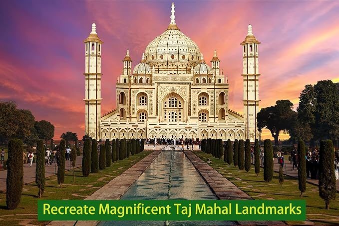 3D Wooden Puzzle Architecture Building Taj Mahal Model Craft STEM Kit LED Light DIY Home Decoration Mother's Day Birthday Gift for Adults & Kids (Taj Mahal)