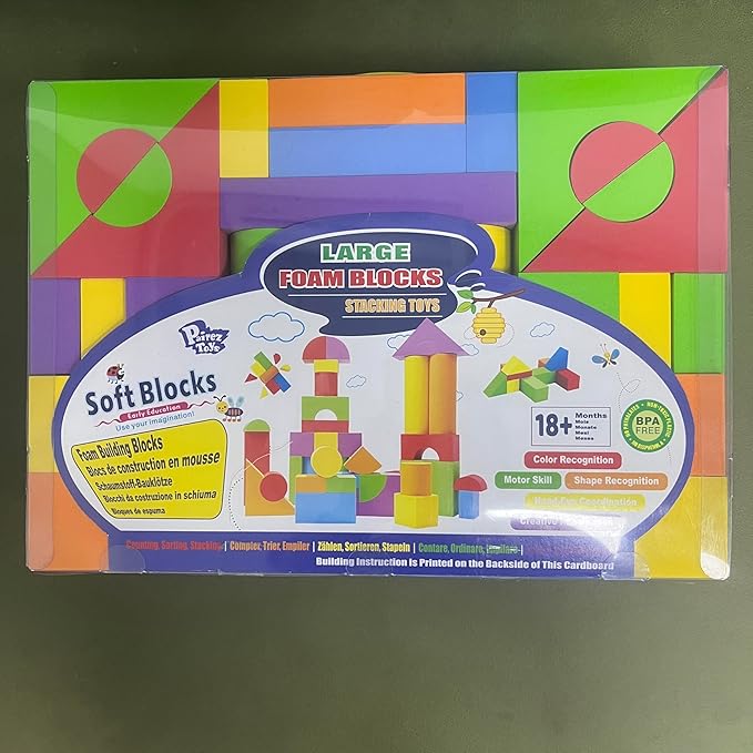 Large Foam Blocks for Toddlers 2-4 Years, Big Building Blocks Set, Soft Stacking Blocks, Education & Learning Montessori Toys for 18+ Month Old Boys&Girls (61PCS)