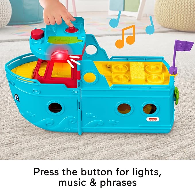 Fisher-Price Little People Toddler Toy Travel Together Friend Ship Musical Playset with 2 Figures for Pretend Play Kids Ages 1+ Years