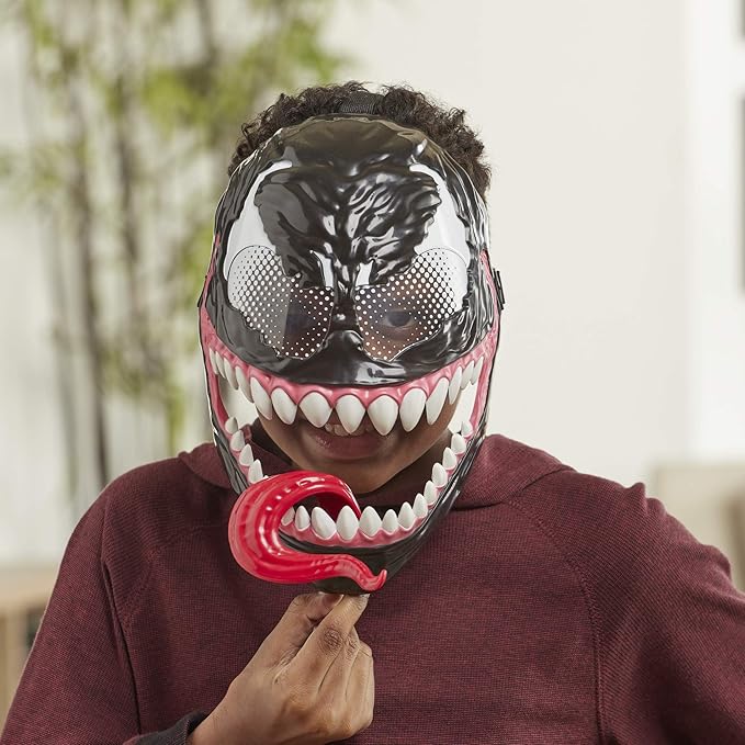 Spider-Man Marvel’s Maximum Venom, Venom Mask Role Play Toy, Lever-Activated Swinging Tongue Feature, Adjustable Strap, for Kids Ages 4 and Up