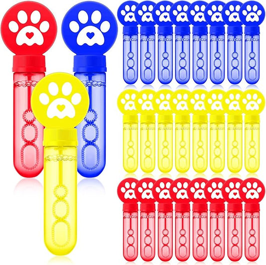 24 Pcs Dog Paw Bubble Wands Mini Bubble Party Favor Toys for Kids Toddlers Christmas Birthday Goody Bag Stuffer Filler Classroom Reward Gifts