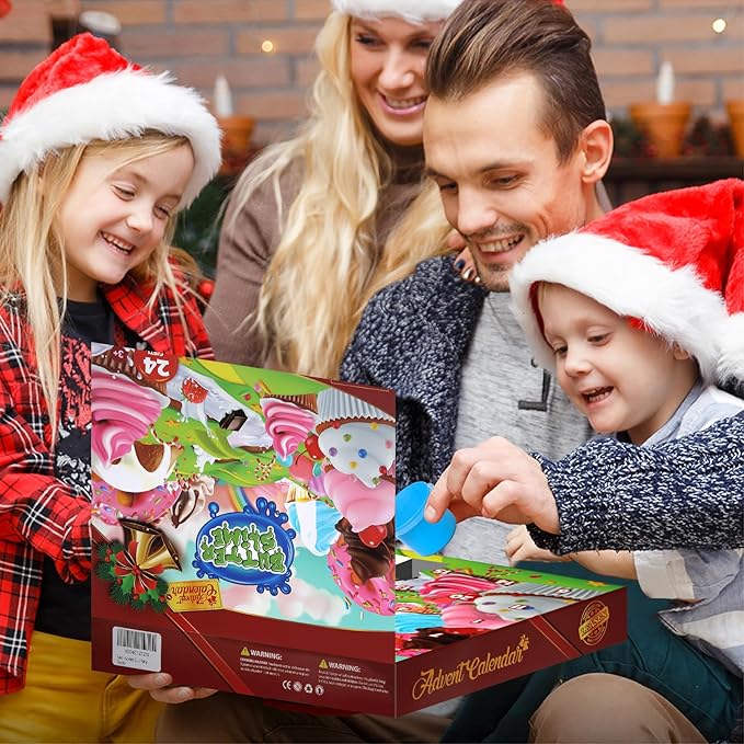 Slime Advent Calendar 2025 Christmas Countdown Calendars 24 Days of Surprises for Kids with Different Texture Slime Kit Gifts for Toddler Teens Boys Girls 4 5 6 7 8 9 10 11 12 Year Old
