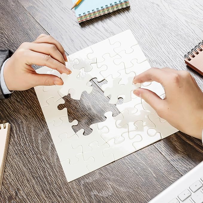 Sumind 24 Sheets Sublimation Puzzle Blank Jigsaw Puzzles for DIY Arts and Crafts Projects Heat Press Thermal Transfer Make Your Own Puzzles(A5-48 Style)