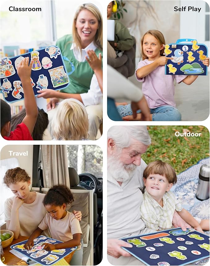 CHEFAN 12 Pack Felt Storyboard Pieces for Toddler, Flannel Board Stories for Preschool Activities, 5 Little Duck and 11 Other Stories