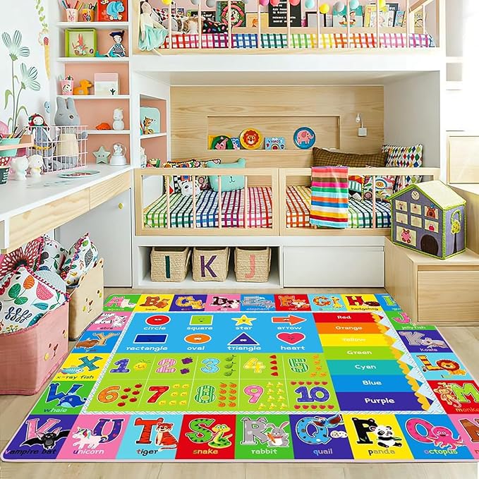 ABC Play Carpet for Kids – Extra Large Preschool Rug with ABCs, Numbers, Animals, and Colors for Playroom & Classroom - (59X39.4Inches)