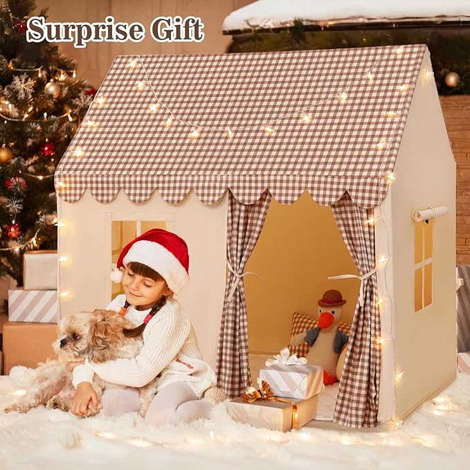 SweHouse Kids Play Tents for Toddlers: Boys Playhouse Tents Indoor with Star Lights Non Slip Padded Mat - Girls Play House Large Toys Tent for Birthday