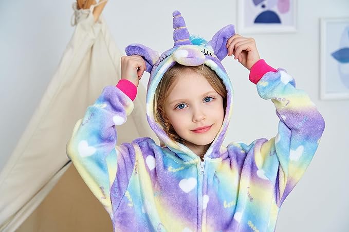 Kids Unicorn Onesie Pajamas One-Piece Cosplay Costume Animal Sleepwear Girls And Boys