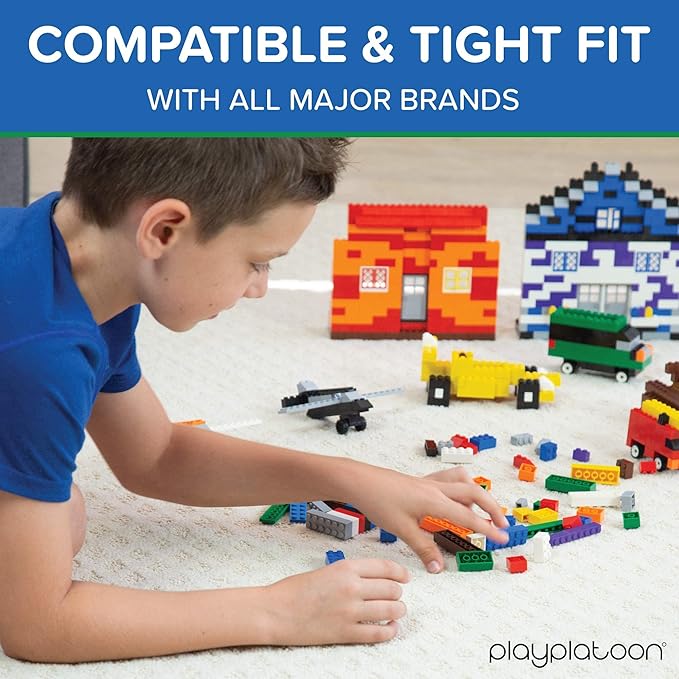 Play Platoon 6 Pound Bulk Building Bricks Set- 10 Classic Colors Bulk Building Blocks Play Set, Generic Brick Parts, for Boys and Girls, Classic