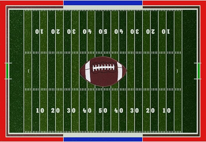 Mybecca Kids Rug American Football Field Rug 5'x7' (Approx:4'11" X 6' 10") Non-Slip Gel Backing (59" x 82") Children Area Rug for Playroom & Nursery