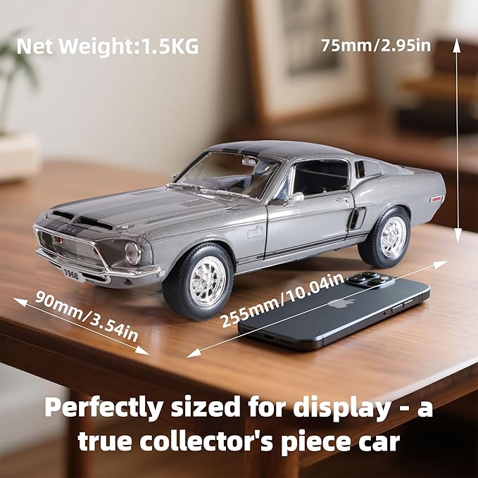 1968 Ford Shelby Cobra GT-500KR 1:18 Scale Diecast Model Premium Alloy Sports Cars with Display Case, Working Steering, Best Gift for Men, Dad & Kids 14+ Years Collector's