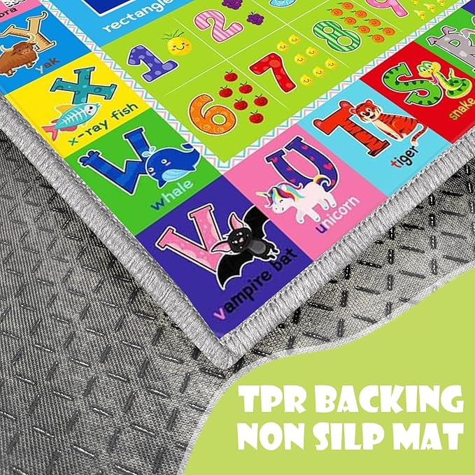 ABC Play Carpet for Kids – Extra Large Preschool Rug with ABCs, Numbers, Animals, and Colors for Playroom & Classroom - (59X39.4Inches)