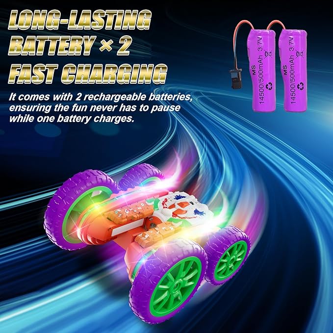 4WD RC Stunt Car with Cool Spray and Lights - Drift Car for Kids Toys for Boys & Girls Age 4-13 (Orange)