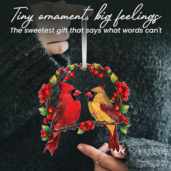 Sympathy Gifts for Loss of Loved One - Two Layer Wooden Cardinal Christmas Ornaments 2025 - Cardinal Gifts for Women Men, Bereavement Memorial Gift Ideas, Cardinals for Christmas Decorations